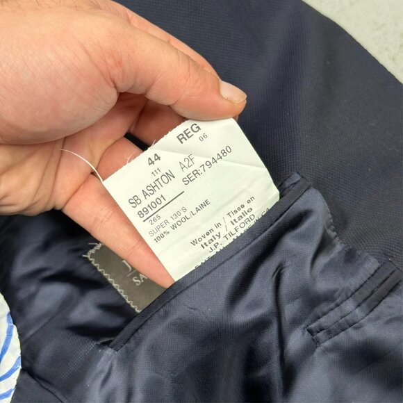 Samuelsohn Blazer Super 130's Wool Sport Coat Mesh Pearl Buttons Blue 44R - Picture 10 of 11